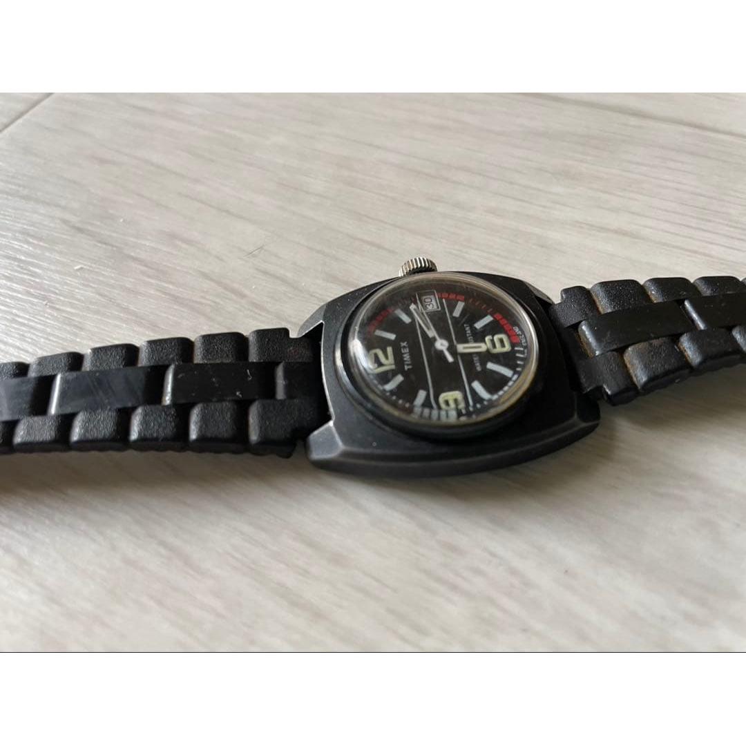 Used Manual winding watch black rubber band black