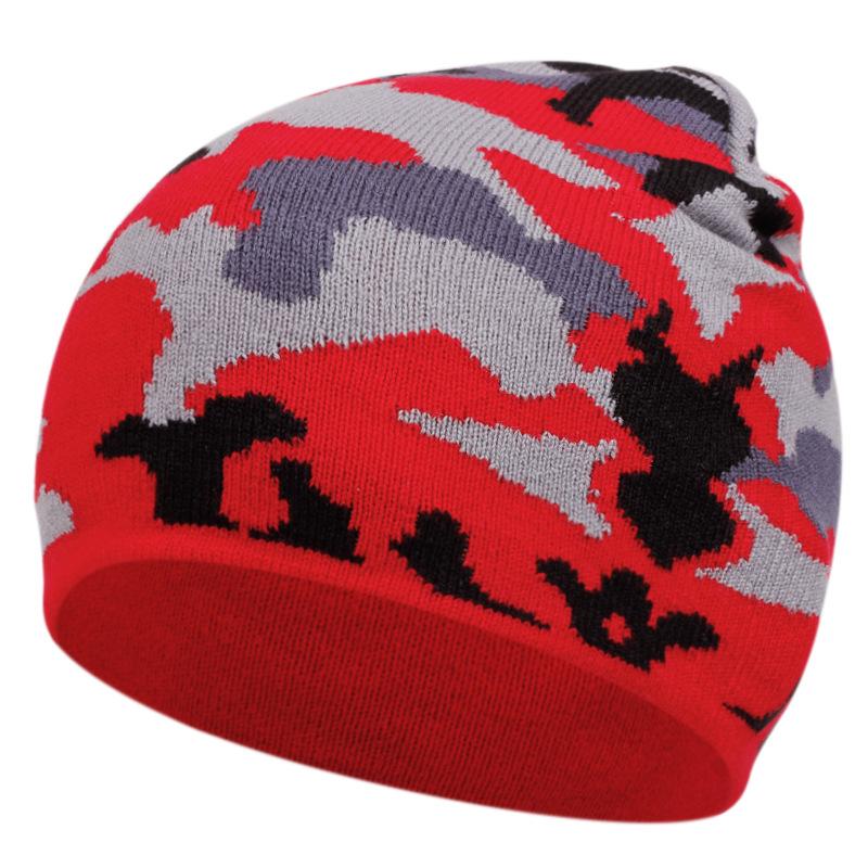 Multi-Color Fixed-Dyeing Knitted Hat, Warm In Winter, Men'S And Women'S Outdoor Beanie Popular Camouflage Casual Pattern Wool Hat