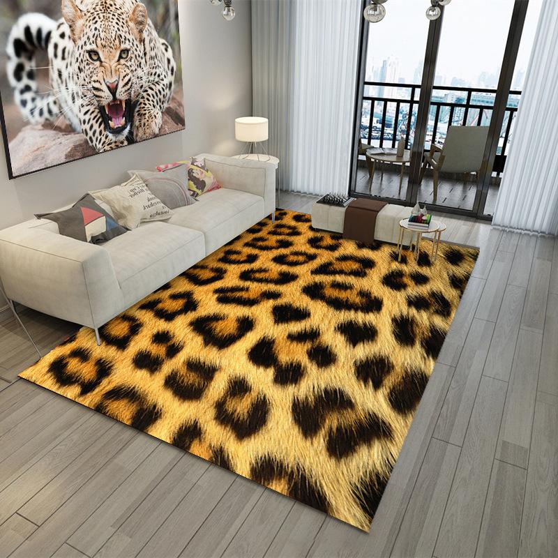 2D Leopard Giraffe Print Rug Non-Slip Animal Pattern Floor Mat Modern Home Decorative Carpet for Bedroom Living Room
