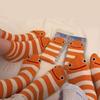 Lightweight Middle Calf Socks With Funny Eel Fish Stripe Pattern Nonslip Cuffs Creative Party Socks For Women And Men