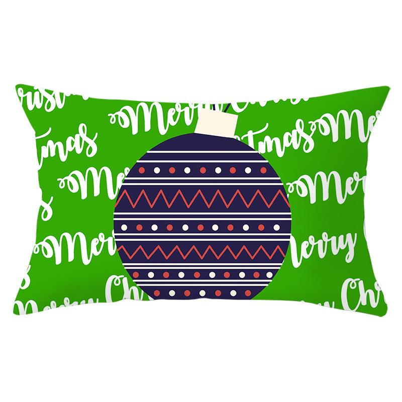 Green Series Christmas Peach Skin Printed Waist Pillowcase Square Sofa Pillowcase Office Pillowcase
