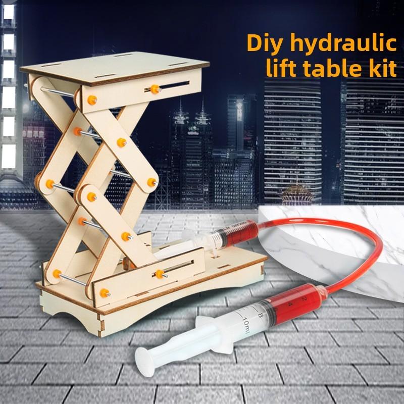 Childrens Wooden Hydraulic Lift Science Diy Kit With Educational Physics Toy For Kids