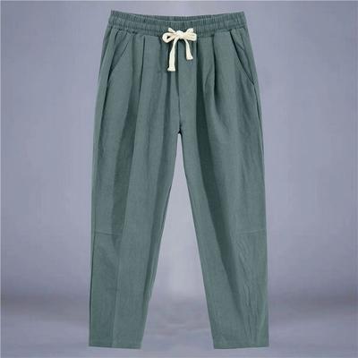 Chinese Style Cotton and Linen Casual Pants Men's Loose Long Pants Retro Straight Leg Pants Cotton and Linen Elastic Waisted Men's Pants