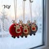 Rustic Style Christmas Tree Decorations Felt Elk Hanging Ornaments, Cute Fuzzy Pom Reindeer Creative for Stores Pendant, Holiday Party Winter