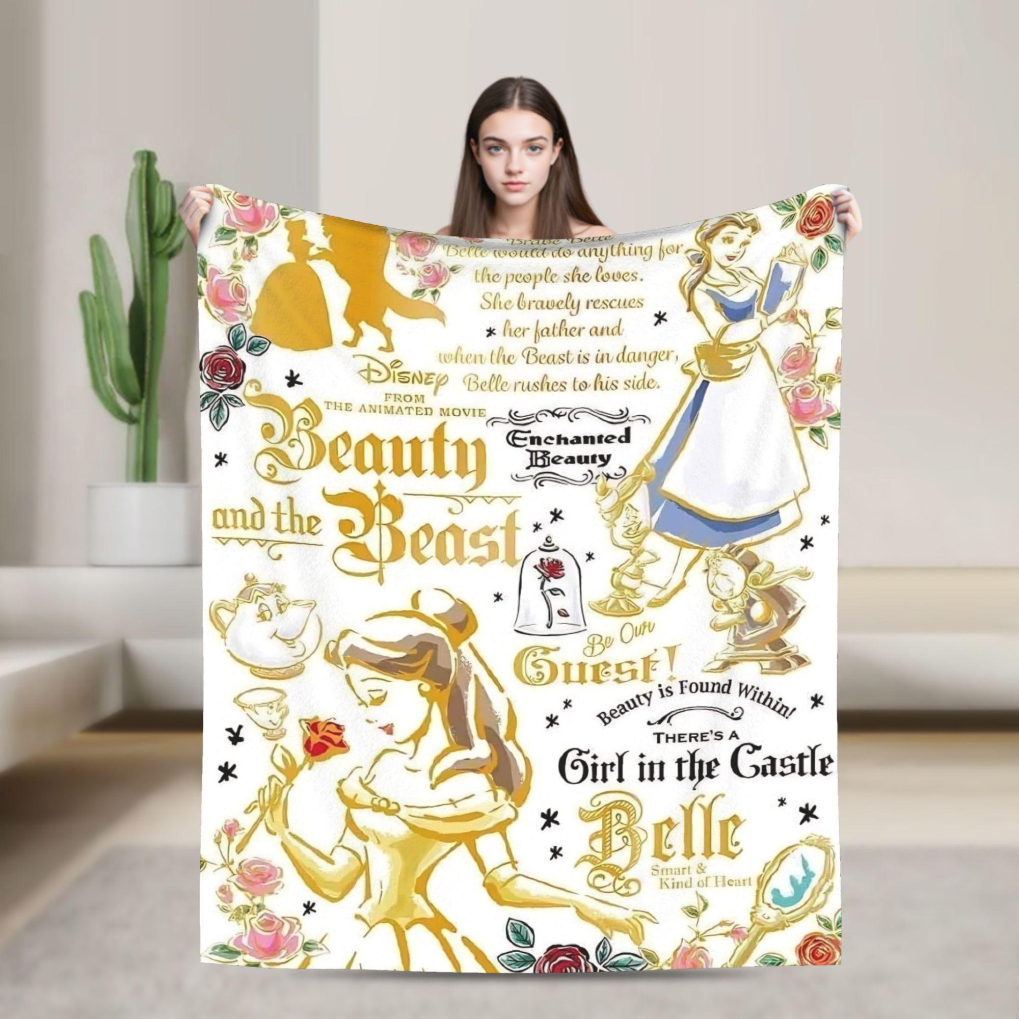 

Belle Beauty And The Beast Blanket Quality Warm Soft Throw Blanket Winter Students Home Decor Novelty Bedspread 80x120cm(31x47inch)