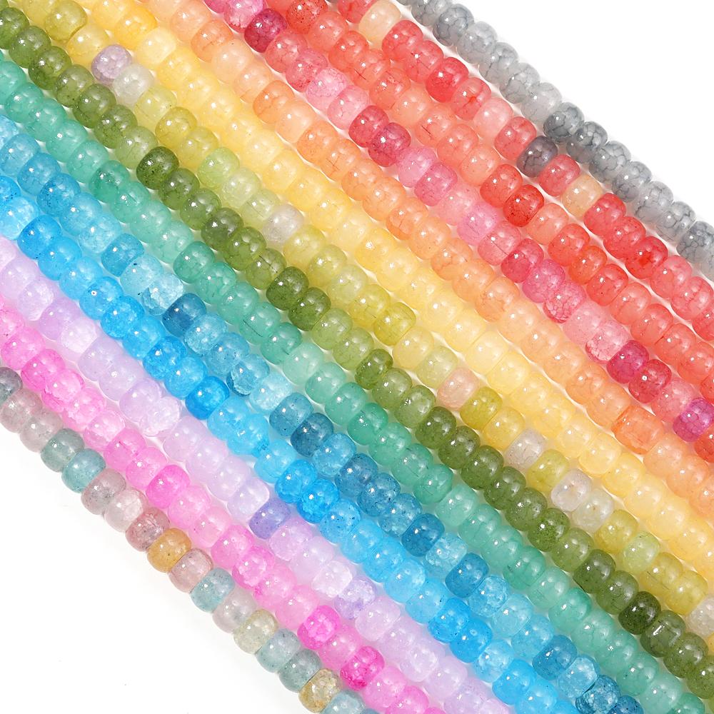 1 Strand Abacus Glass Beads Dual Color Mixed Crack Beads Spacer Beads For DIY Bracelets Keychain Charms Jewelry Making Supplies