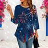Womens Plus Size Loose Three Quarter Sleeve Blouse Pointed Hem Stylish Casual Top For Ladies Daily Outfit