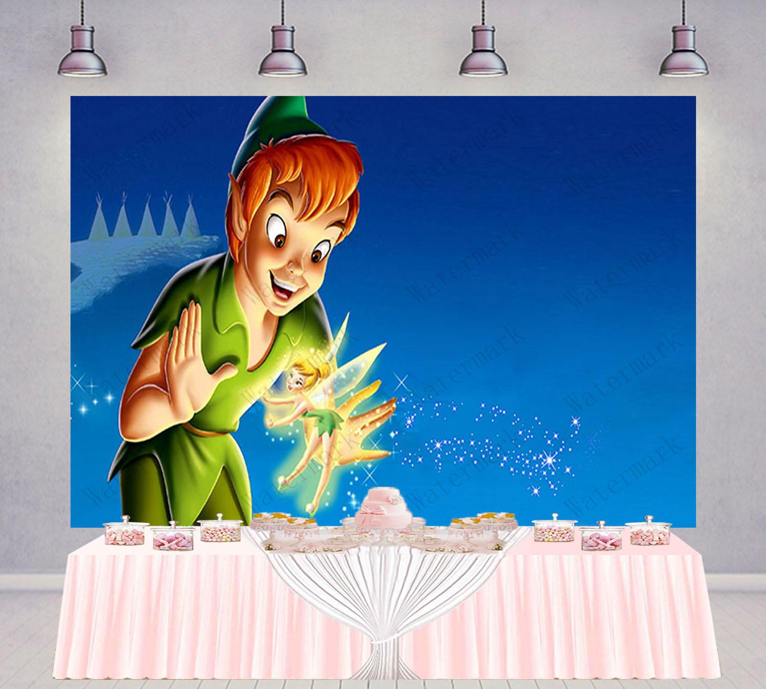 Disneyland Wonderland Peter Pan Backdrop Kids Birthday Background Captain Hook Theme Celebrate Event Photo Poster Studios Props Vinyl 125X90 CM