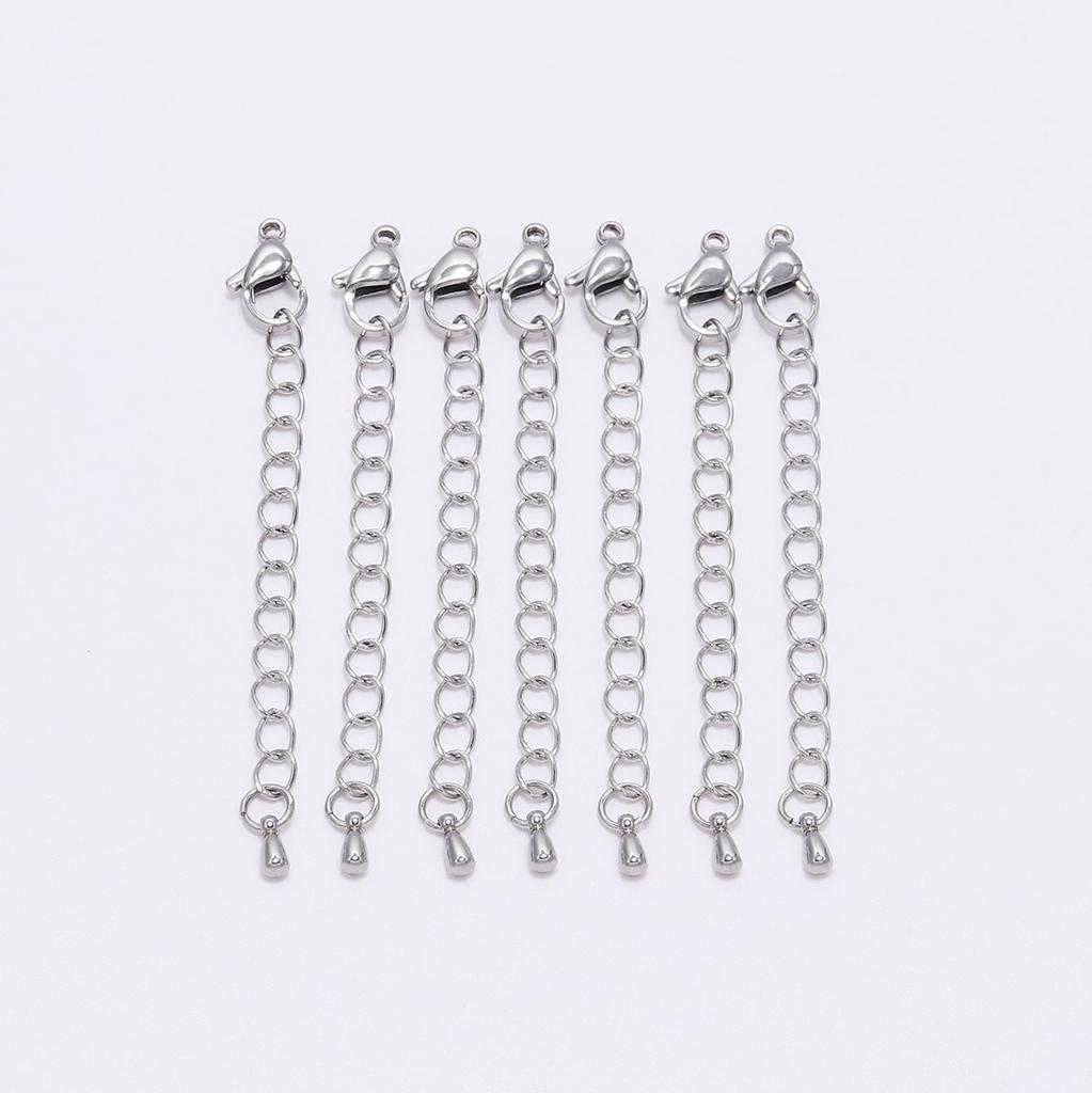 10pcs/lot Stainless Steel Extended Extension Chain Lobster Clasps Connector For Jewelry Making Findings DIY Bracelet Necklace