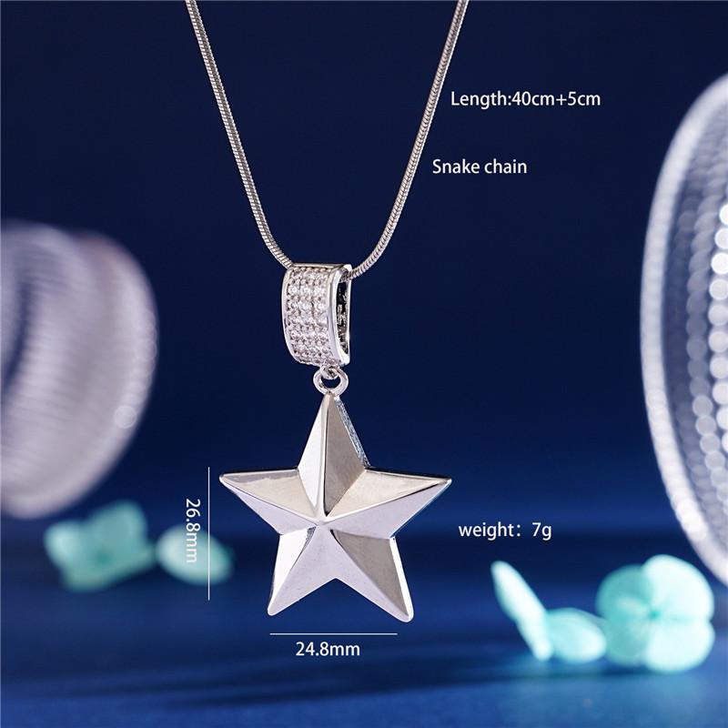 Simple Design Star Zircon Pendant Necklace Stainless Steel Chain Fashion Geometric Choker Jewelry Party Gifts For Women Girls