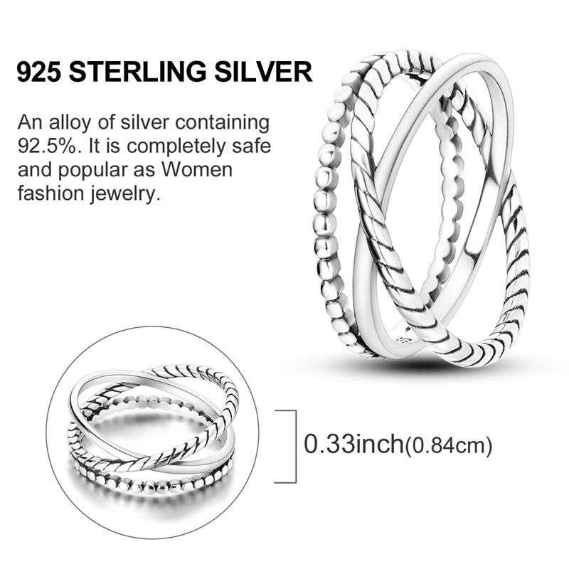 Silver Plated Sparkling Love Rings Zircon Winding Line Geometric Rings For Women Engagement Jewelry Anniversary Gift