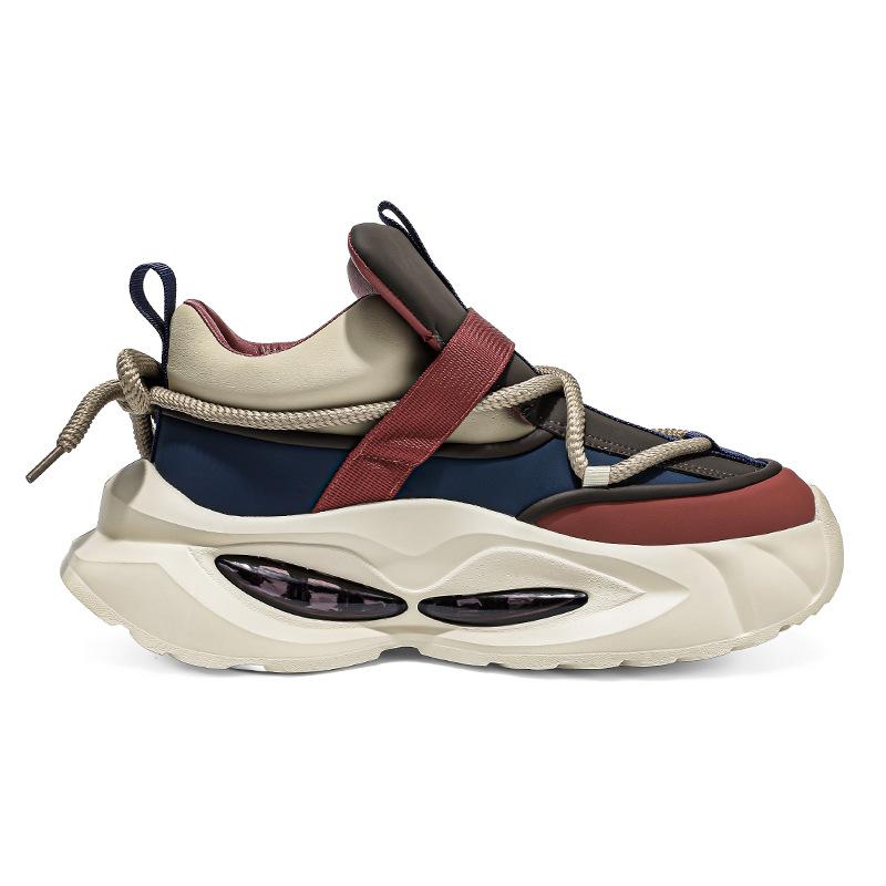 Leather Fashion Thick Sole Heightening Versatile Dad Shoes Korean Version of High-end Comfortable and Breathable One-pedal Sports and Leisure Trend