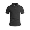 Mens Plaid Turn Down Collar Short Sleeve Polo Shirt Business Casual Basic Versatile Top