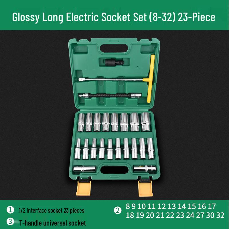 Comprehensive Electric Wrench Kit: Large, Medium, Small Socket Set with Air and Electric Wrench Tool Attachments