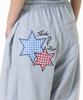 MOZMOZ Star Patch Side Pleated Wide Training Pants Gray