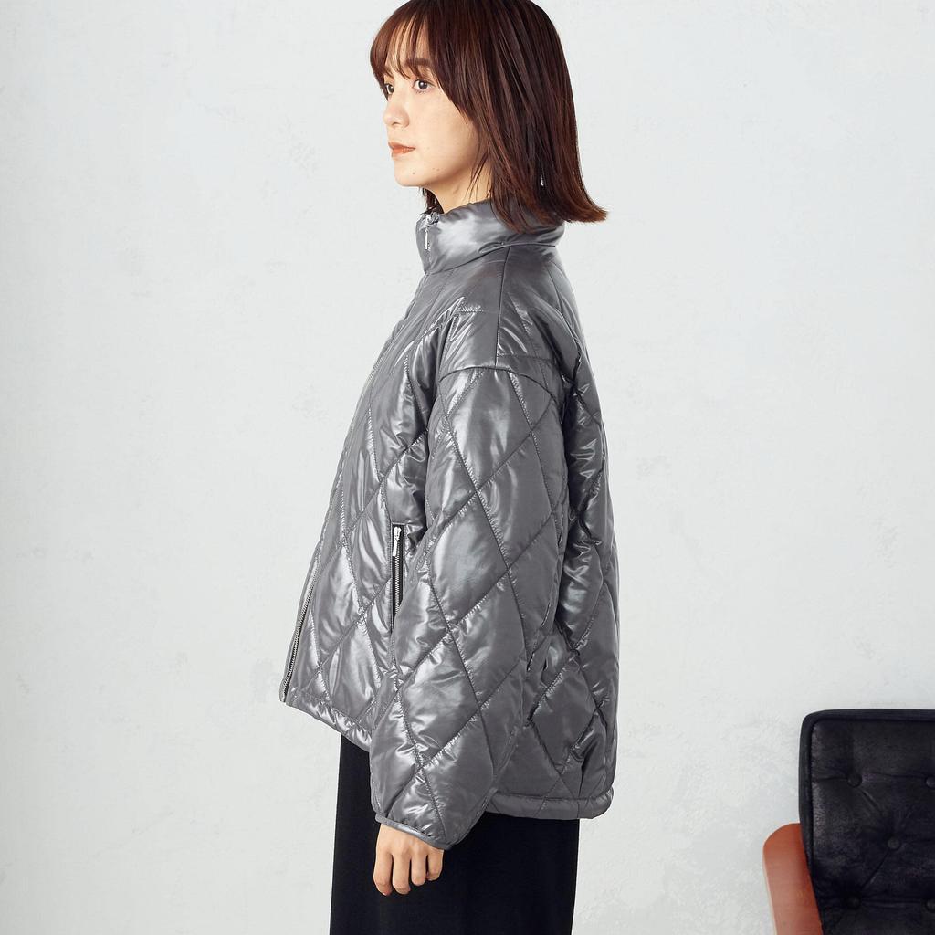 Comme Ca Ism Quilted Coat M Charcoal 12-25MC01-203