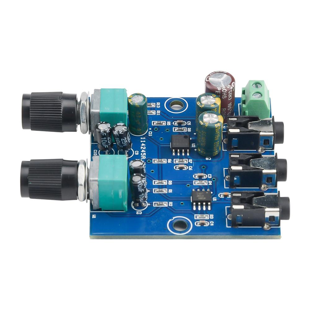 DC 5V-12V AU-401 2/4 Channel Input 1 Channel Output Audio Signal Mixing Board Module Sound Mixer Stereo Control Amplifier Board