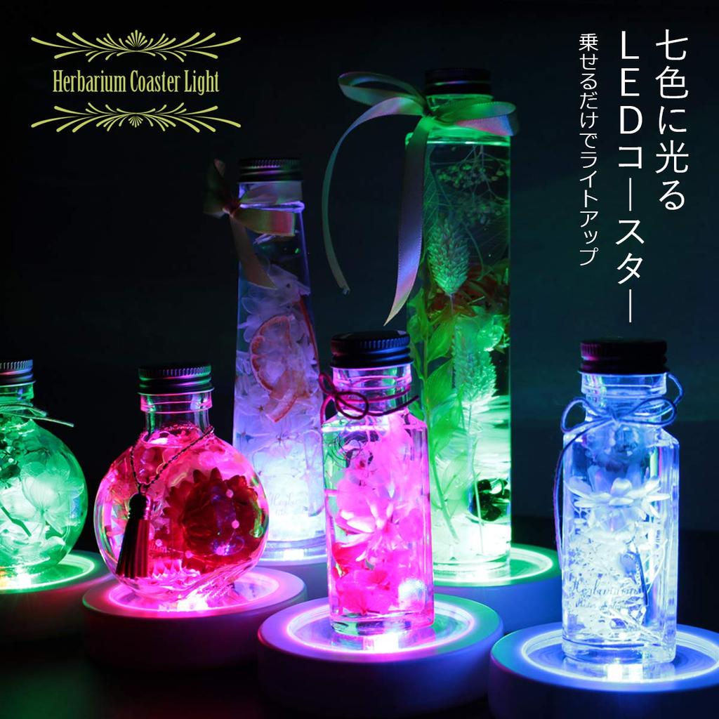 Herbarium Display Light LED Coaster Figurine Light-Up Rainbow Stand Base Battery Operated LED (6 Pieces)