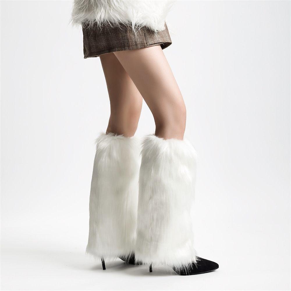 

Faux Fur Boot Covers Short Sock Covers Autumn and Winter Plush Leg Covers Long Versatile Fox Fur Shoe Covers Leg Covers 15cm