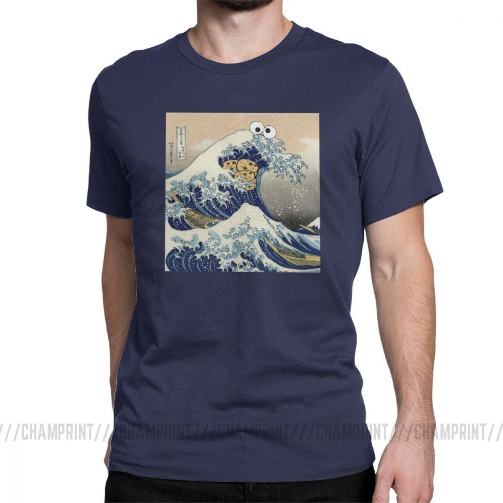 Fashion Cookie Monster T Shirt Harajuku Funny Japanese Cookie Clothes Great Wave Off Kanagawa T Shirt