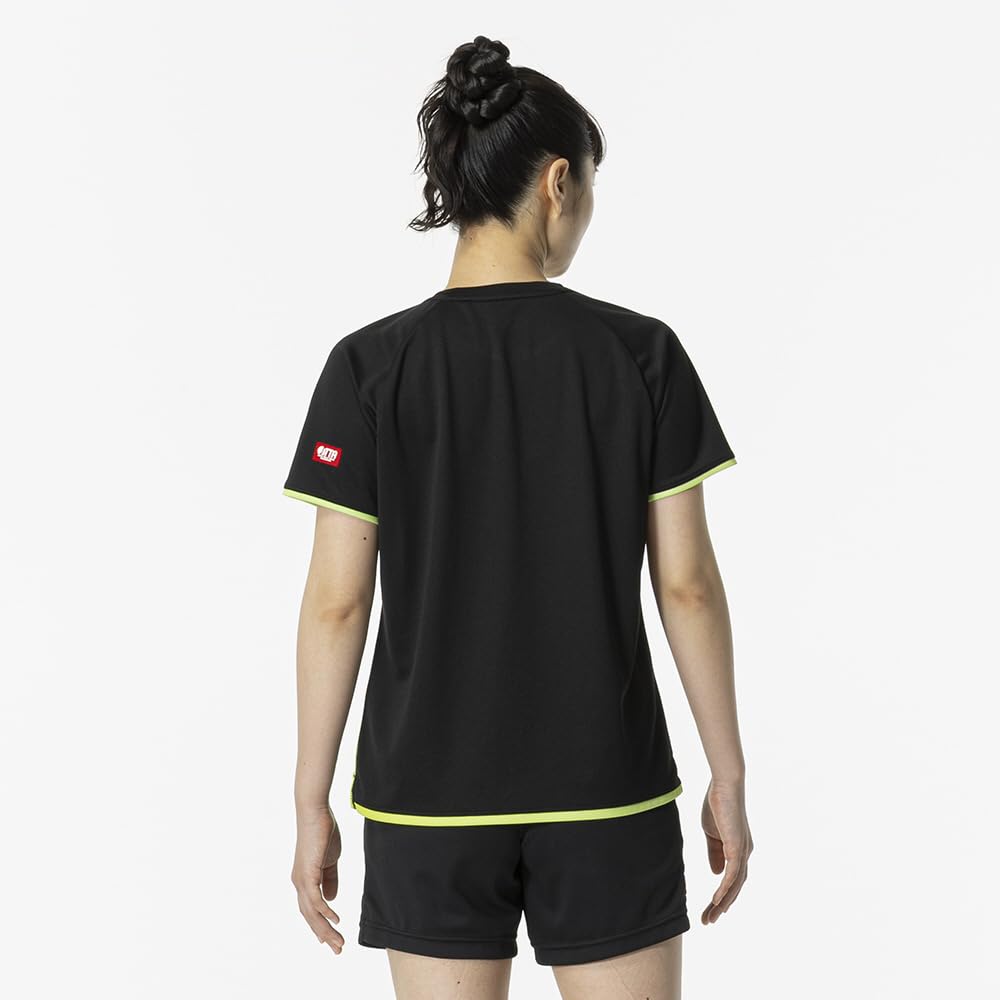 Mizuno Table Tennis Game Short JTTA Size L Shirt, Sleeve, Certified, Moisture-Wicking, Quick-Drying, Unisex, Black, (82JAB214)