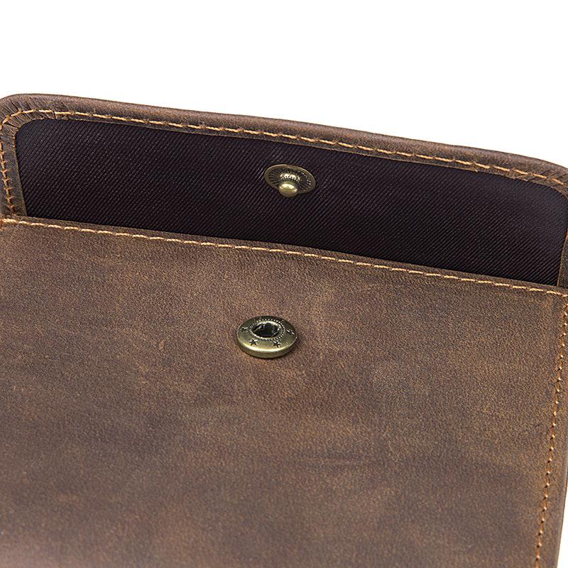 Jiamida Retro Men's Genuine Crazy Horse Leather RFID Wallet - Short, Multi-Card Coin Purse
