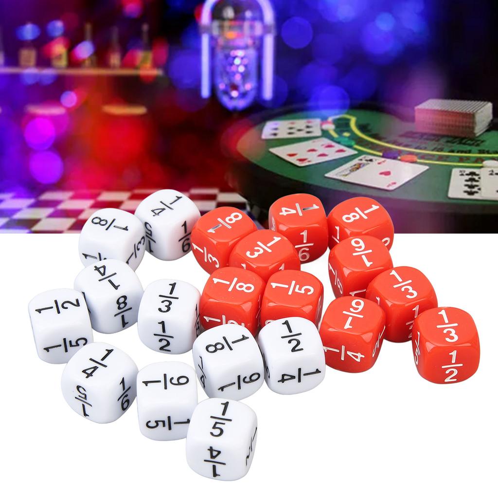 20Pcs Fractional Number Dice Intelligence Development Fraction Dice for Board Games Math Games 10 Re