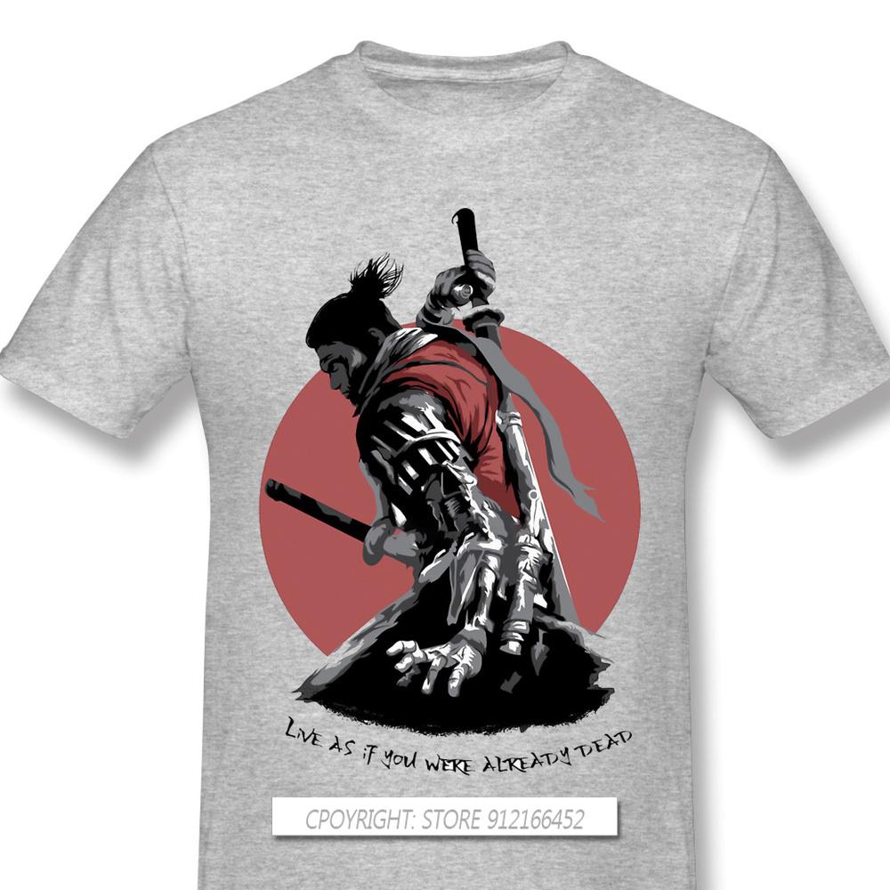 

Cool Black TShirt Sekiro Shadows Die Twice Wolf Sengoku Kuro Game Homme T-Shirts Tee Pure Cotton Oversize Short Sleeve L