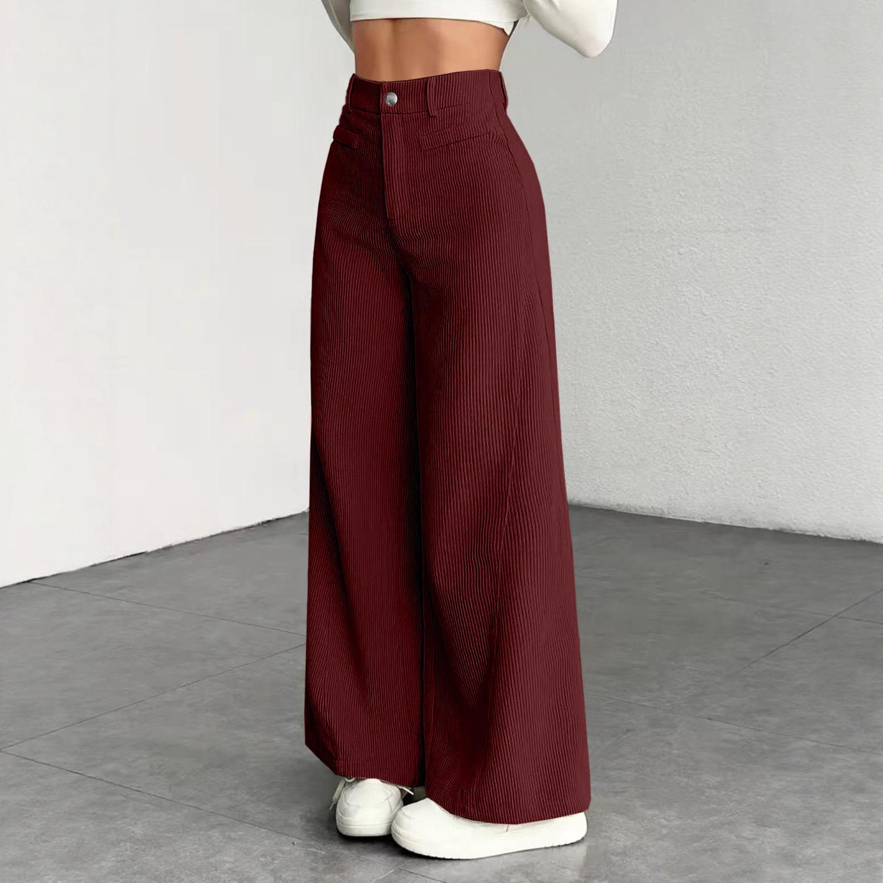 

Жіночі ретро-штани вільного крою з вертикальною смужкою, осінь 2025 Double Extra Large червоний