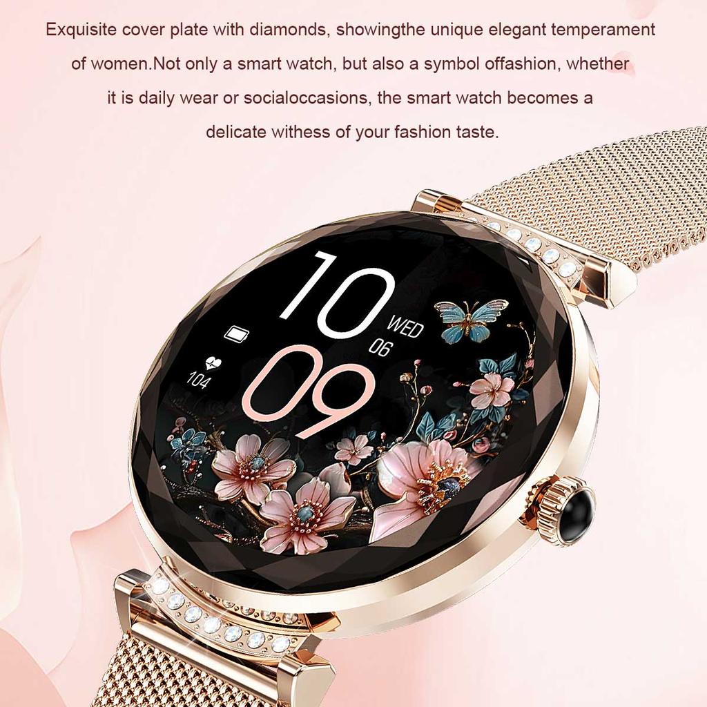 LUCKY START Fashion Smart Watch Women Bracelet Heart Rate Monitor Custom Dial Sports Fitness Watch Ladies Waterproof Smartwatch Android