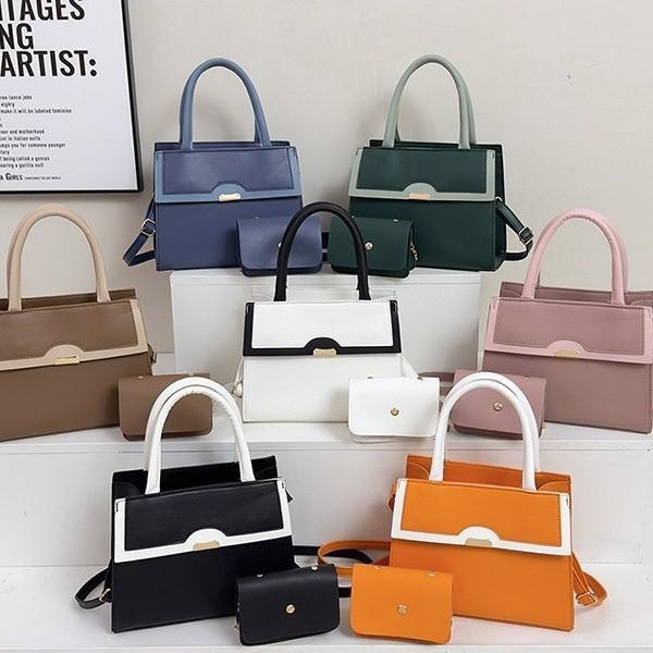 2024 New European And American Retro Shoulder Bag Vintage Style Colorblock Large Capacity Crossbody Bag