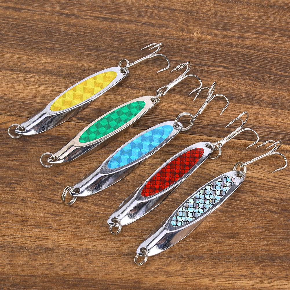 5 pcs Colorful Sequin Metal Artificial Fishing Lure Bait Sea Fishing Tackle Hard Lures with Hooks