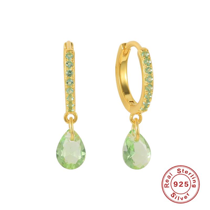 S925 Sterling Silver Classic Simple Diamond Emerald Earrings Earrings Ear Buckles Light Luxury Noble Sterling Silver Earrings
