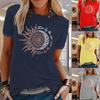 Summer Women's Casual Fashion T-shirt Letter Sun Moon Print Loose Soft Round Neck Short Sleeve Couple Top T SHIRT