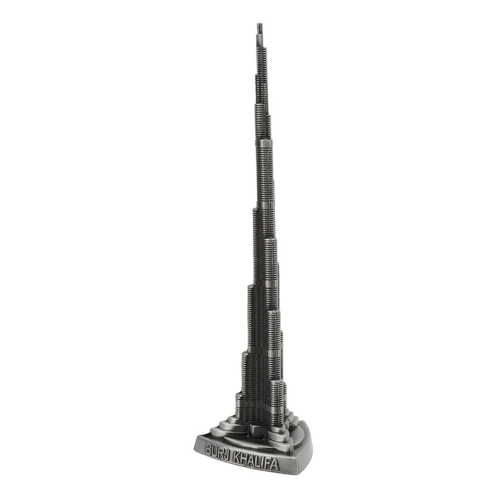 Burj Khalifa Tower Model Gray Alloy Miniature Dubai Tower Ornament Dubai Landmark Building Model