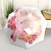 Butterfly Watercolor Automatic Folding Umbrella Simple 8 Rib Design, Bright Cartoon Pattern, Durable Iron Frame, Suitable For Travel, Outdo