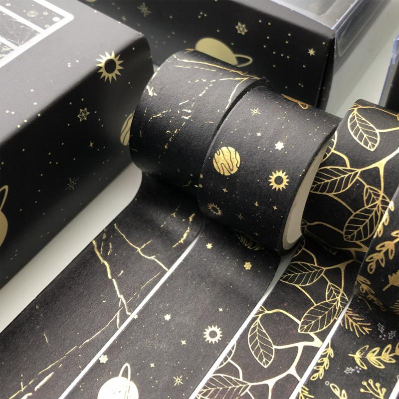 Gold Foil Washi Tape Set Creative Decorative Masking Tape for Journaling Scrapbooking DIY Craft 3m Each