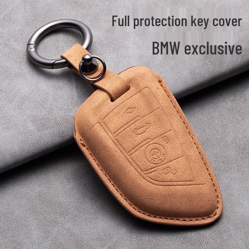Compatible Leather Keychain Shell for BMW Series: Fits X1, X3, X5, 1 Series, 3 Series, 5 Series, 6 Series, 7 Series, NFC Card Snap