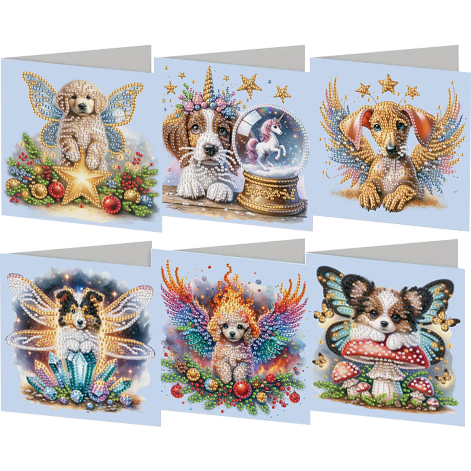 

6Pcs Ballet Animals Faith DIY Diamond Painting Greeting Card Diamond Art Festival Card Craft for Friend Family Lover