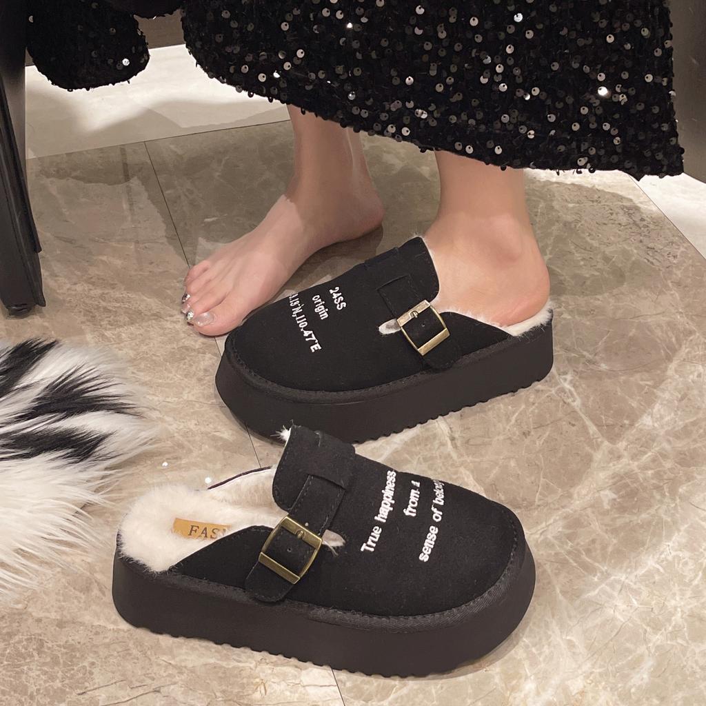 Fashion New Luxury Winter Women's Shoes Plush Fashion Retro Bean Shoes Cotton Women's Flat Sole Slippers Platform Women Boots