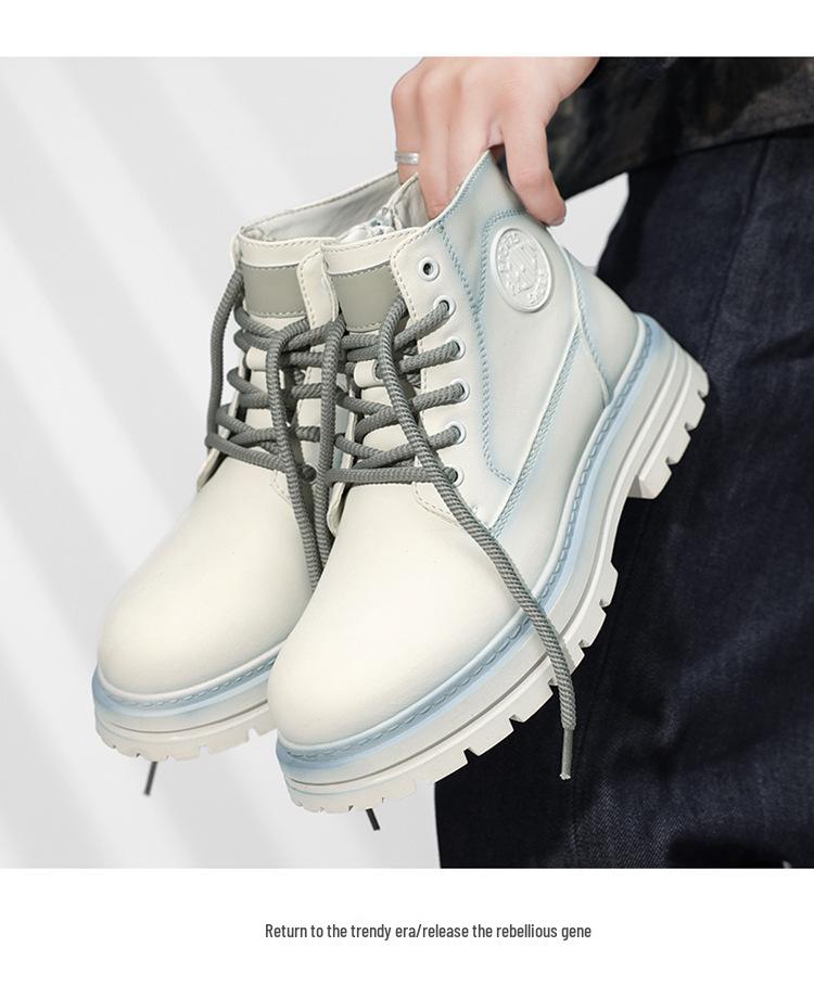 Men's High-Top Yellow Retro Martin Boots - Waterproof, Height-Increasing Casual Work Boots