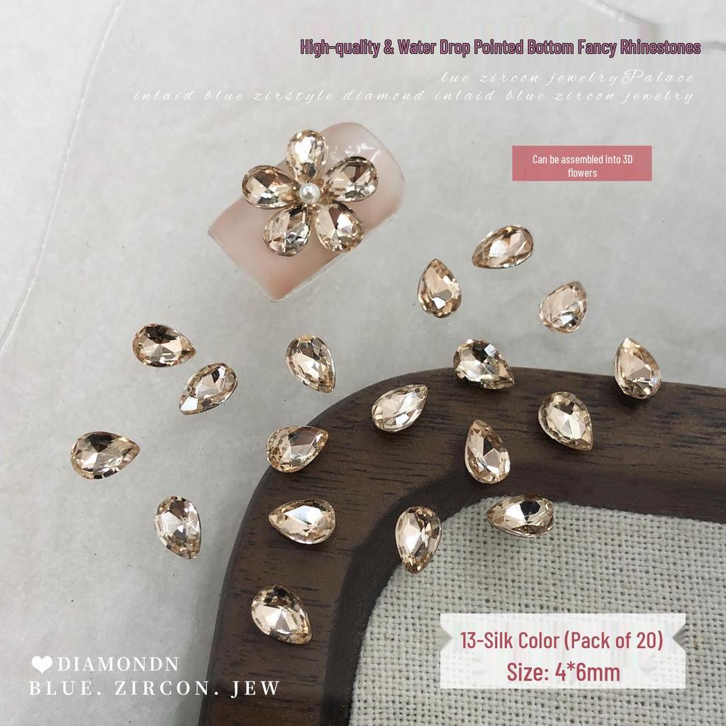 Peony Rhinestone Nail Art: Sparkling Crystal Five-Petal Flower Press-On Decorations