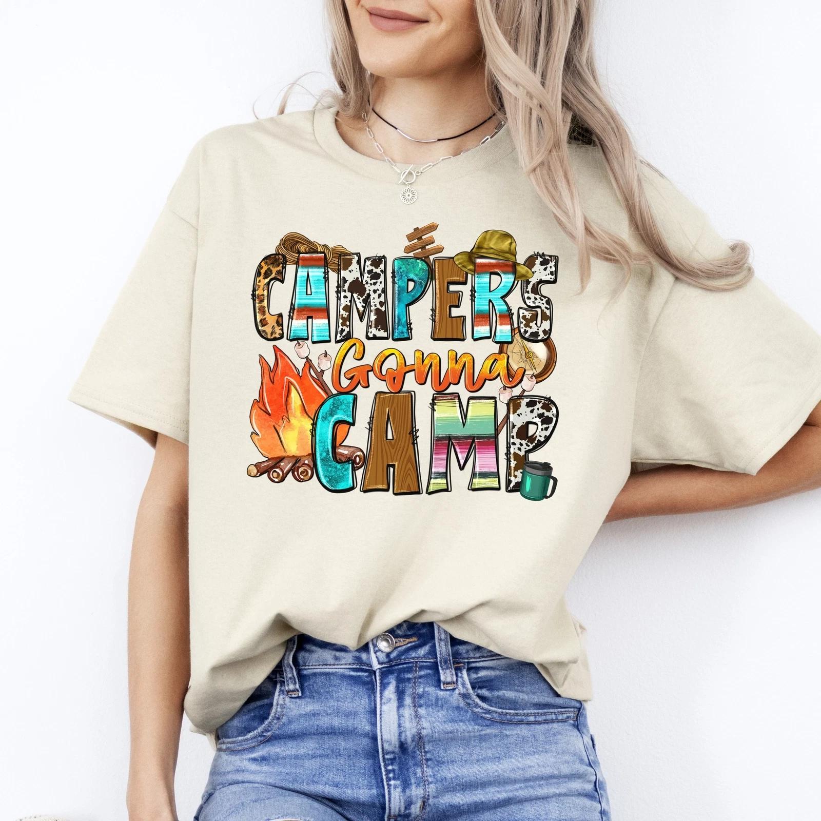 Campers gonna camp T-Shirt happy camper Unisex tee White Sand Sport Grey L