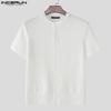 INCERUN Men Casual Short Sleeve Buttons Up Casual Fitted Tops T-shirts