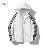 Men's Three-Stripe Hooded Bomber Jacket - Casual, Loose Fit for Autumn/Winter