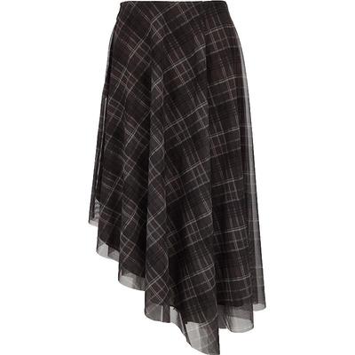 2025 Summer British Retro Plaid A-line Midi Skirt