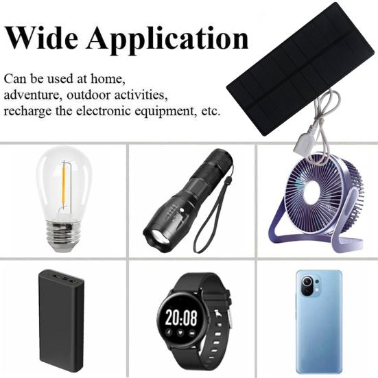 Solar Panel USB High Conversion Rate Phone Charger Compact Lightweight Universal 1.8W 5V