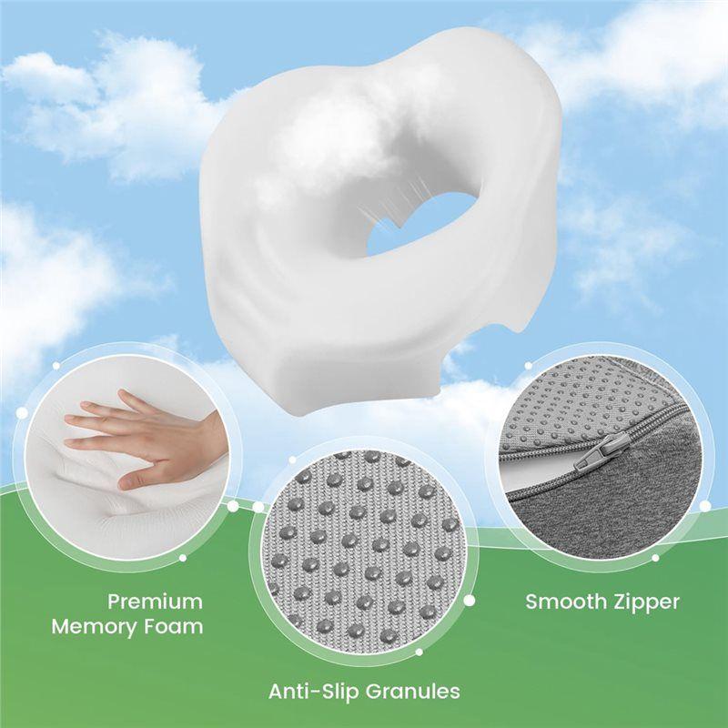 BBL For Massage Pillow For Massage Table-Dual Exhaust Holes Face Down Pillow Memory Foam Headrest For Bed