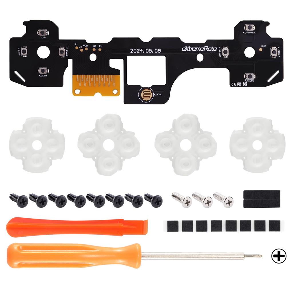 eXtremeRate Face Clicky Kit Compatible with PS5 Controller Face Custom Hard Silicone Tactile Switch Directional Button Action Mouse Click Kit for PS5