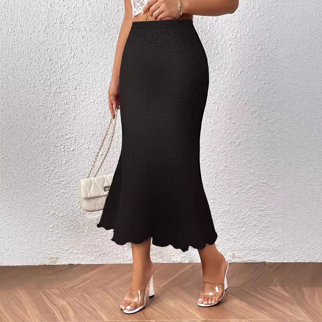 Gonna da Donna 2024 Nuova Moda Elegante Lavorata a Maglia Jacquard Elastica Hip Wrap Gonna a Sirena Mezza Gonna Gonna Lunga